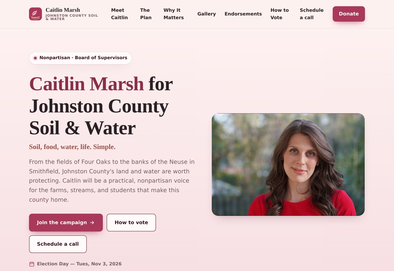 Screenshot of vote4goose.com, a live campaign website built by Fast Campaign Hub